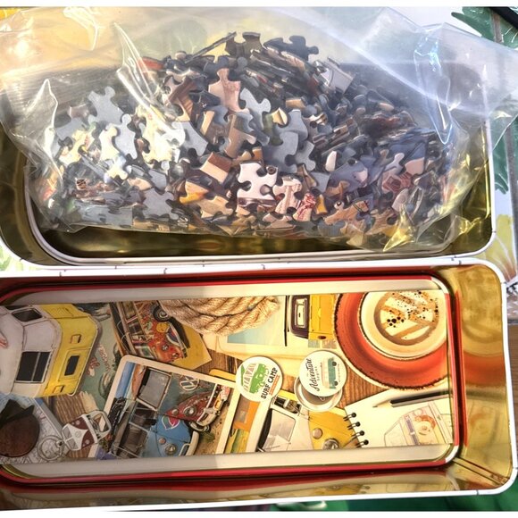 VW Bus Tin "Road Trip" Collage 550 Pc Jigsaw Puzzle Eurographics - Picture 9 of 11